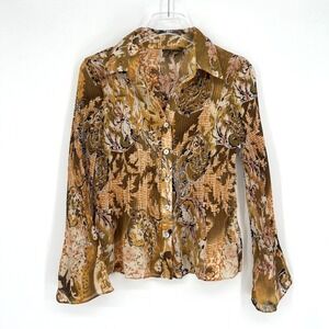 Vtg Serenade Top Womens PM Western Floral Y2K Fairy Peasant Office‎ Preppy 90s